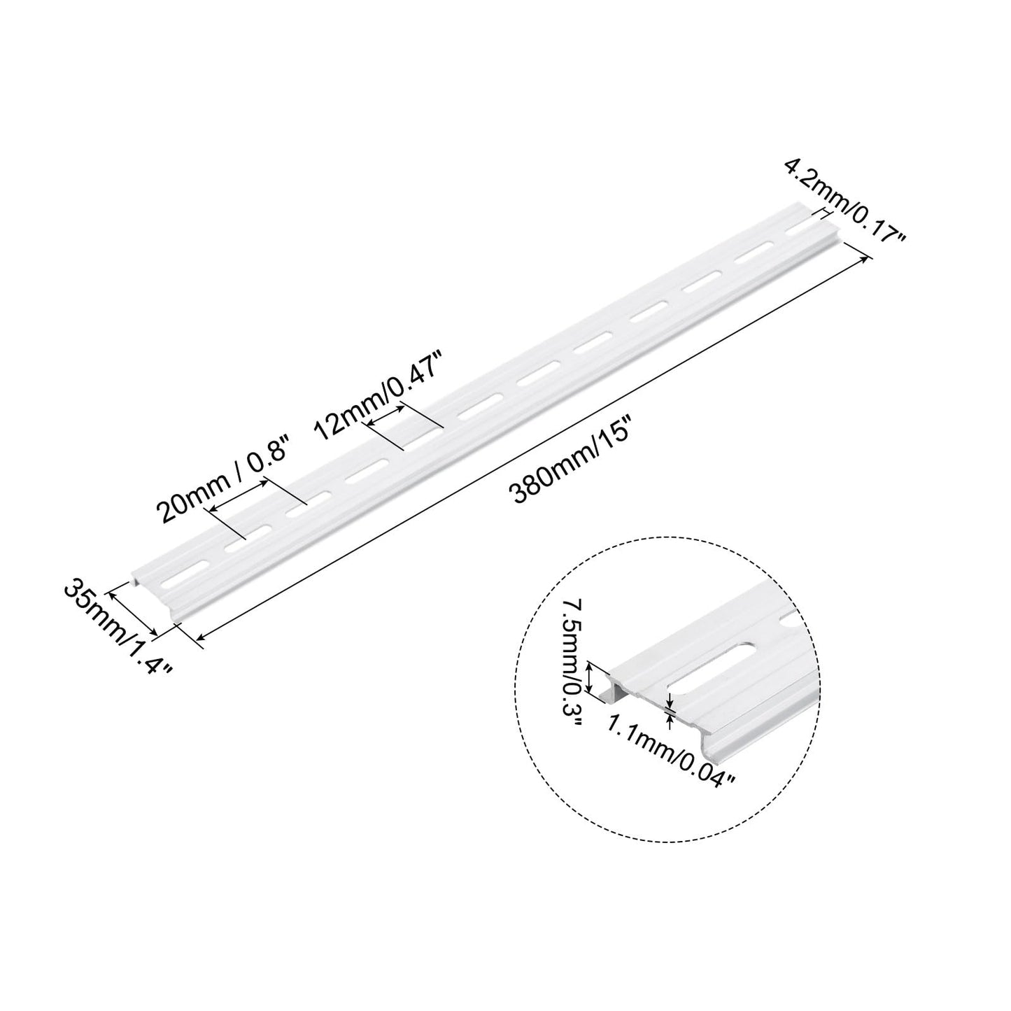 MECCANIXITY DIN Rail Slotted Aluminum Mounting Guide 15 Inch x 1.4 Inch x 0.3 Inch for Equipment Installation Pack of 10 Pcs