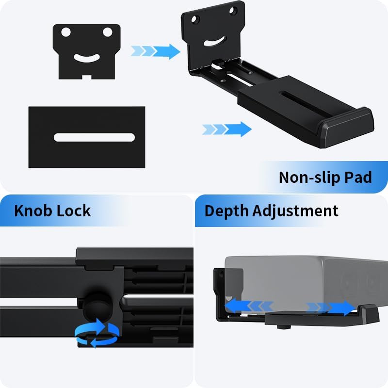 ETHU 44 LBS 4"-7" Universal Sound Bar Mounts Under TV, Heavy-Duty Soundbar Wall Mount with Capacity, Under TV Sound Bar