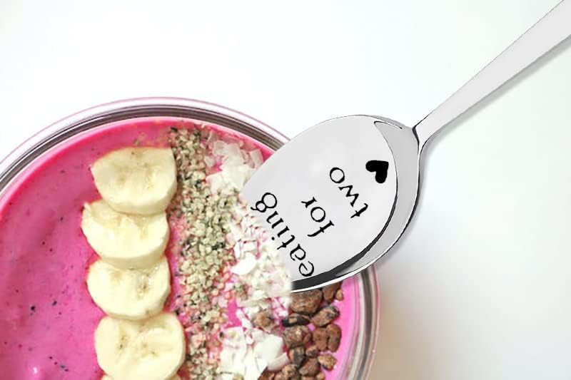 Skiennix Eating For Two Spoon - Perfect Pregnancy Gift for First-Time Moms | Soup & Cereal Spoons