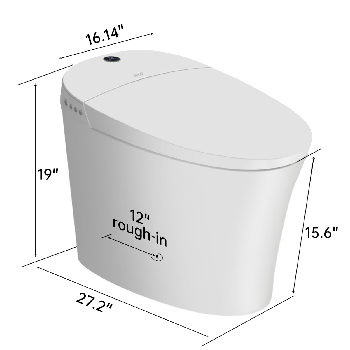 EPLO Smart Toilet,One Piece Bidet for Bathrooms,Modern Elongated Toilet with Warm Water,Dual Auto Flush,Foot Sensor Operation,Heated Bidet Seat,Electric Tankless Toilets with LED Display E16