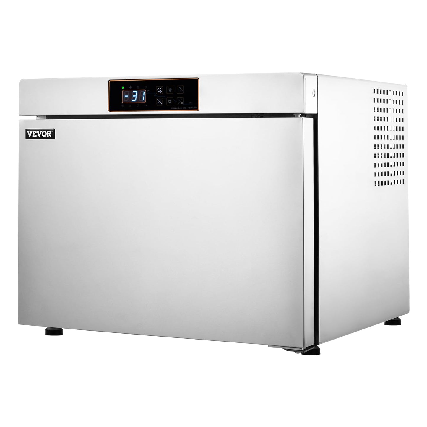 VEVOR 32L Blast Freezer, 4 Trays Commercial Freezers Flash,<-31~68°F> Mini Countertop Shock Frozen for Home, 360° Fan Cooling Batch Freeze, 304 Stainless Steel Blast Chiller for Seafood, Ice Cream