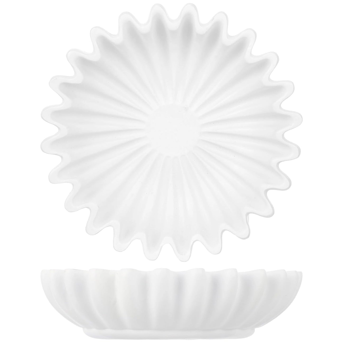 OMISTAR Large Decorative Bowl, Ruffled Resin Decorative Bowls, Modern Scalloped Ruffle Bowl, Bowl for Keys Entryway Table, Centerpiece Decor for Coffee Table, Entryway, Kitchen Counter
