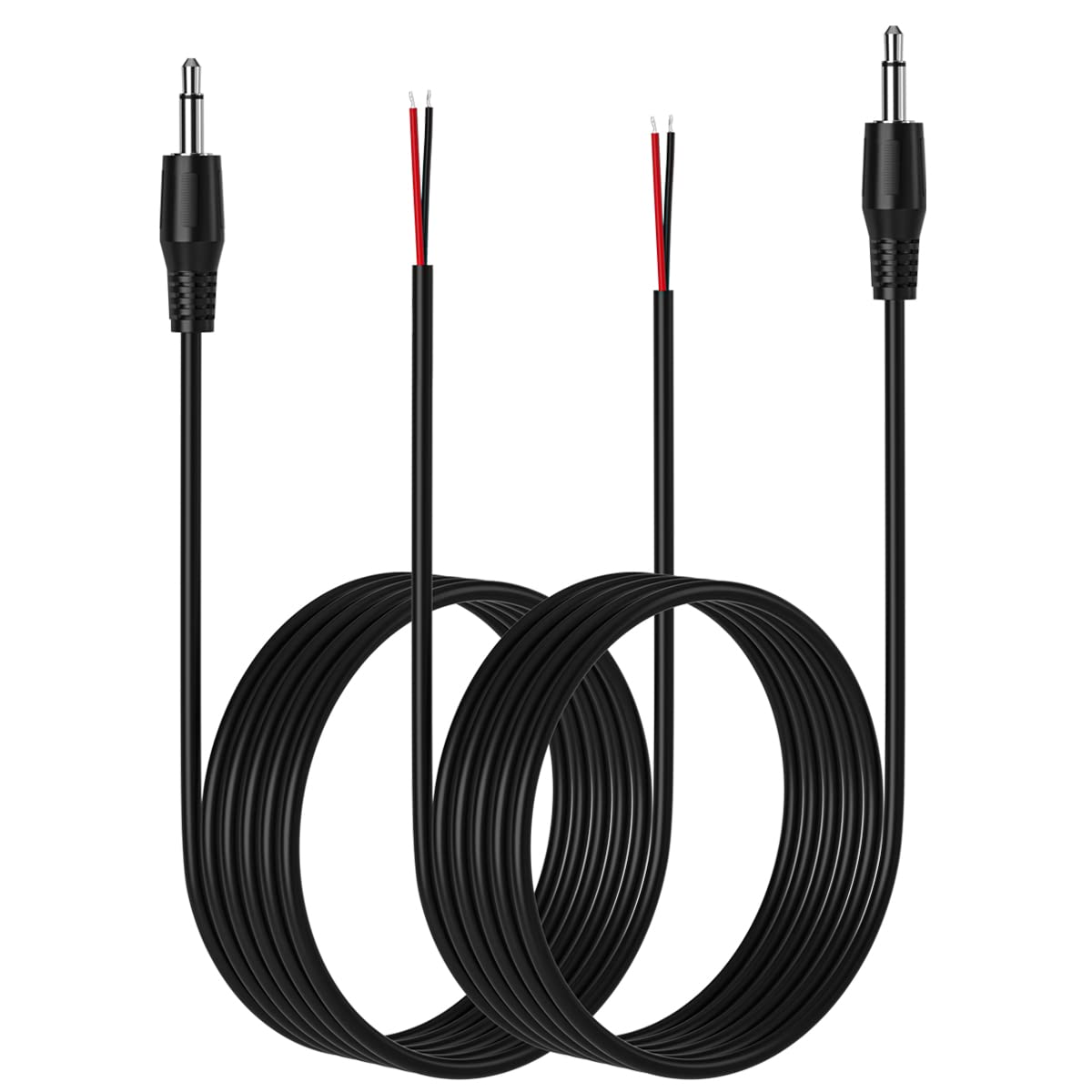 SIOCEN 2-Pack 6FT 3.5mm 2 1/8" 3.5mm Replacement Male Jack to Bare Wire Open End TS Pole Mono Jack Plug Connector AUX