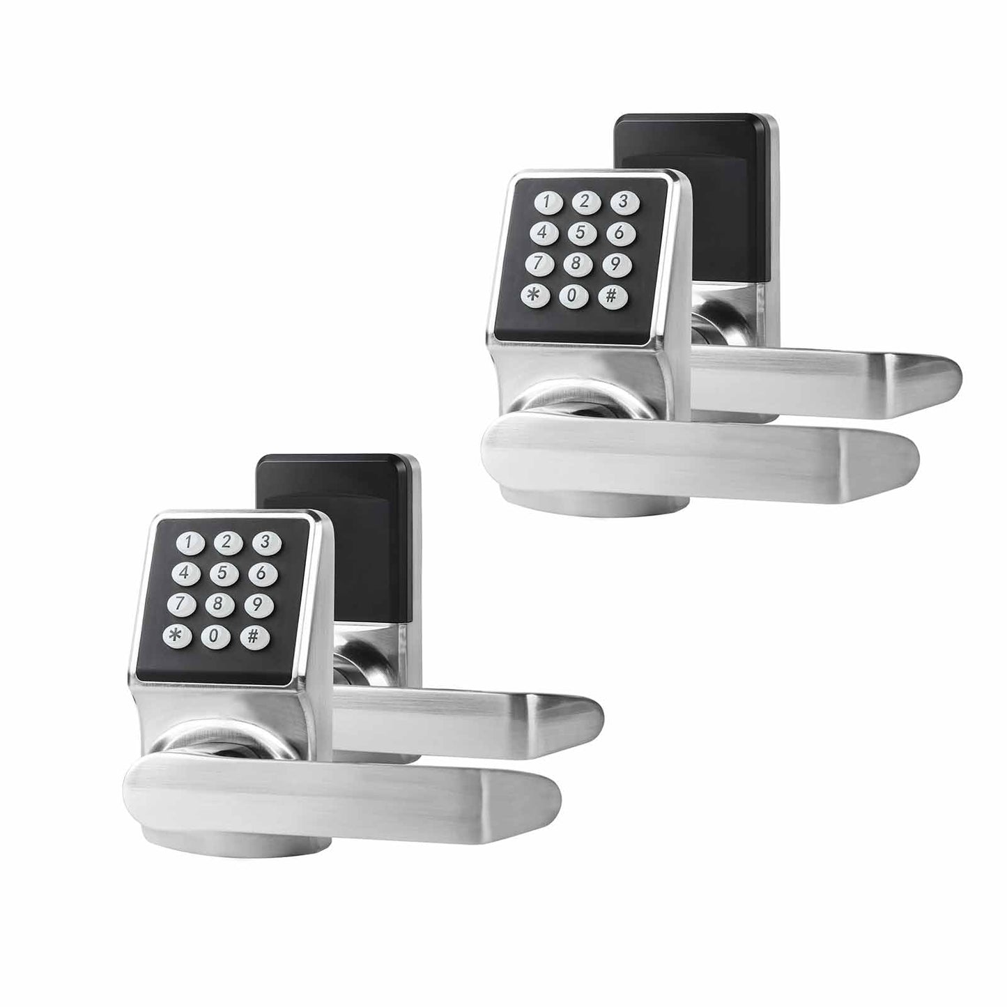 Keypad Door Lock with Handle, Digital Door Lock with Keypad Set,Keyless Entry Door Locks with Handle-IC Card and Anti-peep Password- Easy Installation for Home, Hotel-Matte Black-2PACK Set