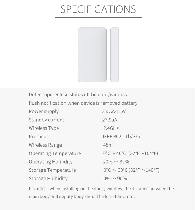 EACHHAHA Mini Door Sensor, Wireless Door Window Sensor for Home Automation, Works with APP, Zigbee Door Sensor, No Hub