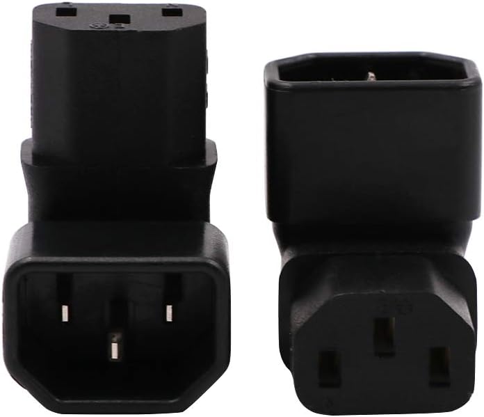 WYMECT C14 C13 90 2 Pack IEC to Power Adapter PDU Plug/Socket Up Degree for LCD Wall Mount TV