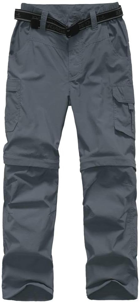 Boy’s Convertible Hiking Pants Lightweight Quick Dry Zip Off Pants for Kids Youth Outdoor UPF 50+ Casual Cargo Trousers