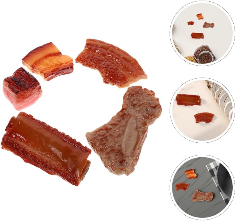 10Pcs Fake Meat Pork Ribs Artificial Food Props Lifelike Meat Fake Food for Kitchen Display Restaurant Cabinet