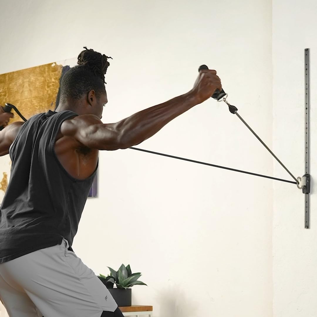 Myosource Kinetic Bands Space Saver Gym Resistance Bands Exercise Equipment for at Home Fitness Workout | Resistance Band Wall Anchor with 1 Rail, 1 Rail Car (Without Resistance Bands)