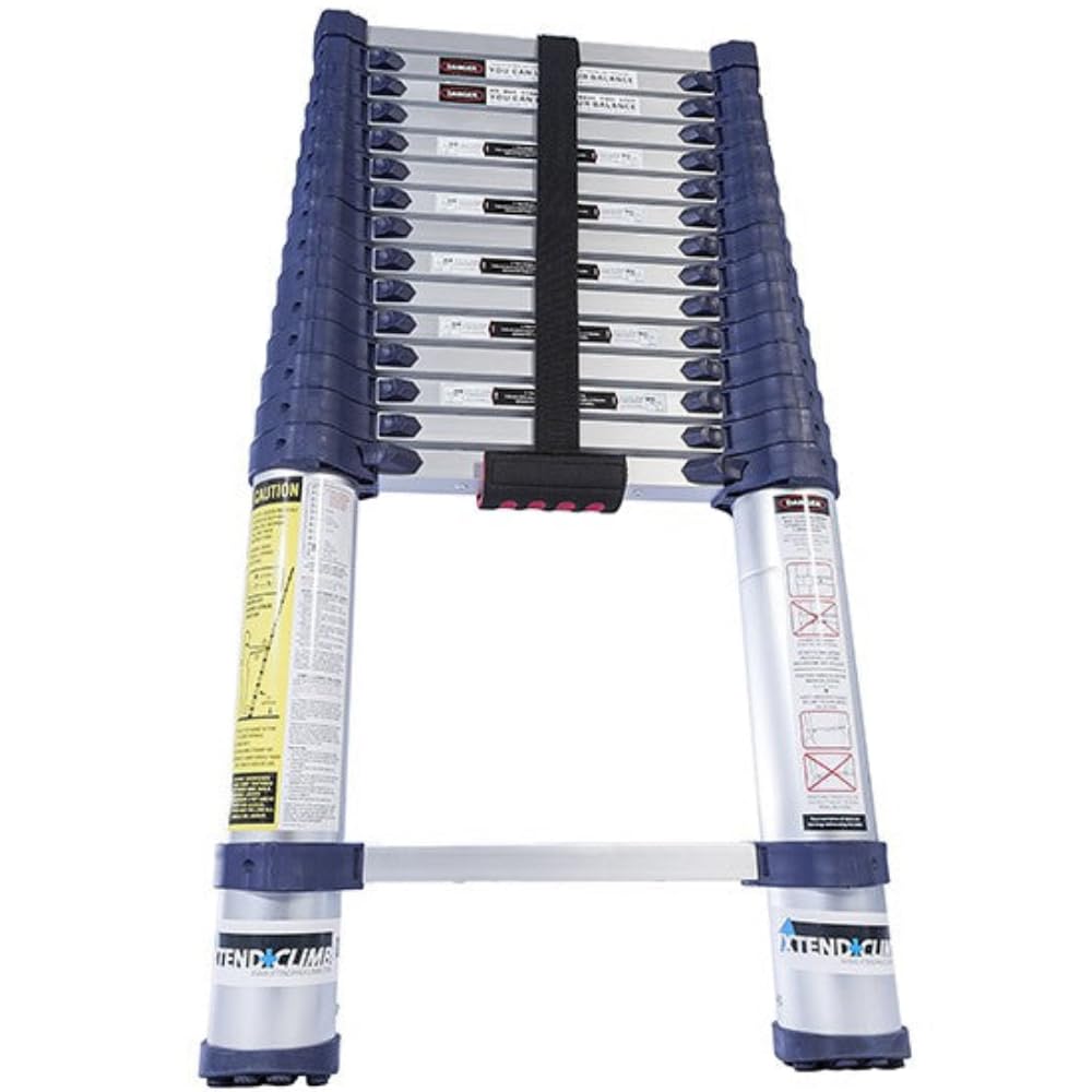 Xtend & Climb Telescoping Ladder 15.5 FT 785P+ | Professional Aluminum Extension Ladder | Heavy Duty Telescopic Ladder with Over-Molded Feet | 250 lbs Load | Portable & Compact - Includes Fiber Cloth