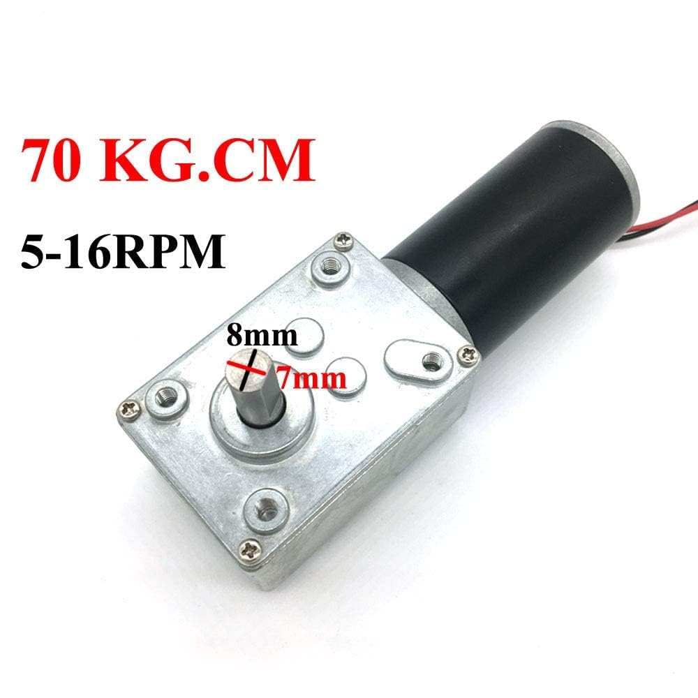 BRINGSMART 12V 16rpm DC Worm Gear Motor 70kg.cm High Torque Turbine Electric Gearbox Motor Self-Locking Reversed Mini Engine Geared Motor for DIY Robot Door Lock Curtain Machine (12V 16rpm)