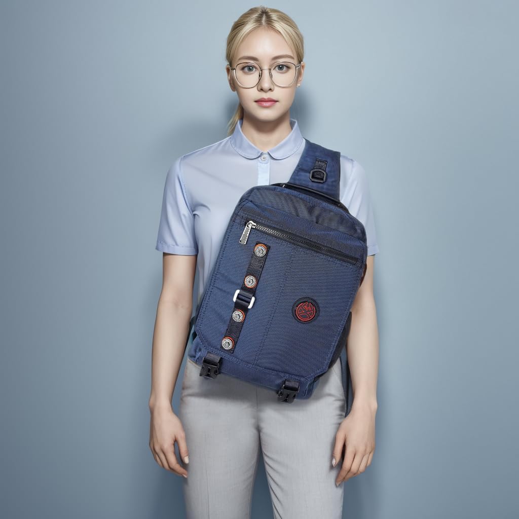 Backpack Large Sling Bag Laptop Cross Body Messenger Bag Shoulder Travel Rucksack (C- Blue)
