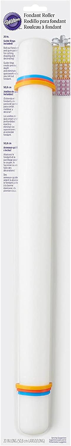 Wilton Large Fondant Rolling Pin - Perfect for Rolling Fondant on Tiered Cakes | 20-Inch with Guide Rings