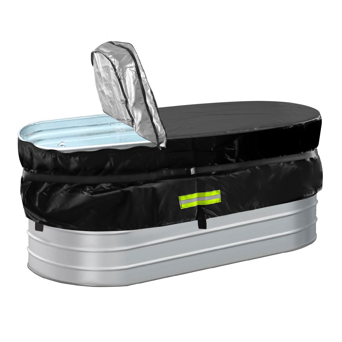 Gecic Horse Trough Cold Plunge Tub Cover, 2 x 2 x 4'' Stock Tank Cover for Horse Trough 4Ft Insulated Cold Plunge Ice Bath Tub Livestock Covers Stock Tank Pool Liner Hot Tub Kit Water Proof Oval