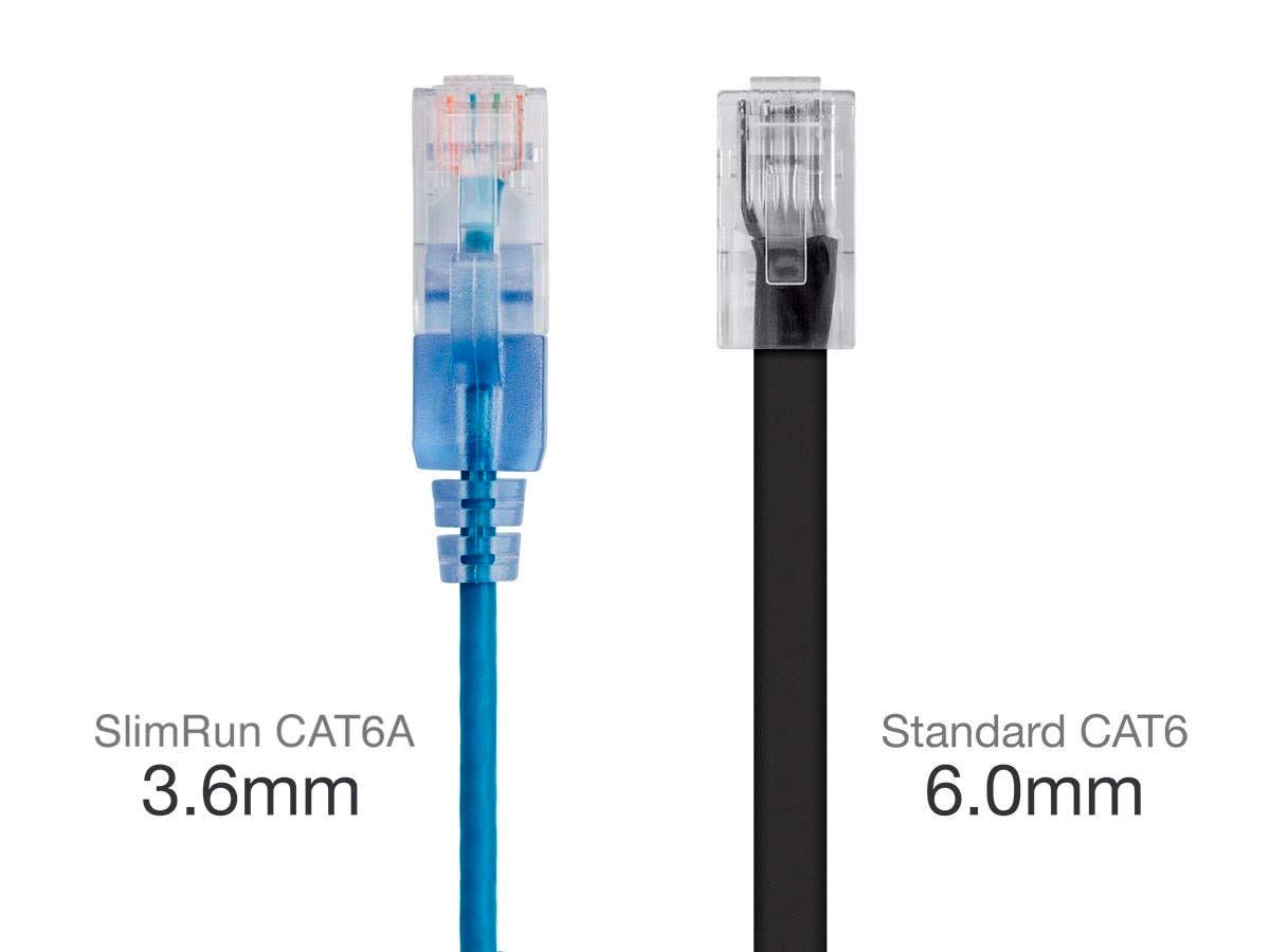 Cat6A RJ45 10G 30AWG 1ft 10-Pack Monoprice SlimRun Ethernet Patch Cable - Snagless UTP Pure Bare Copper Wire Multicolor