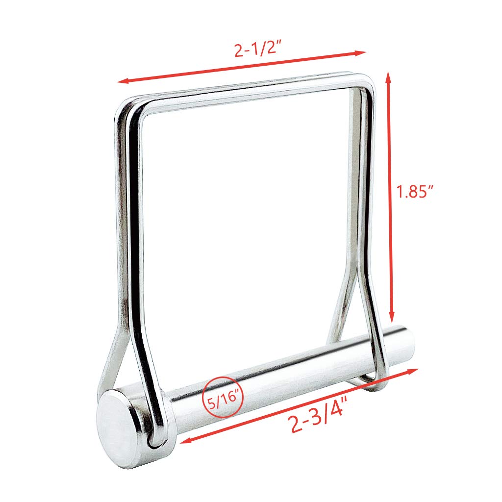 2 Pack Full 316 SS Square Pto Pin, Safety Coupler Pin 5/16" x 2.76"(8mm x 70mm), Full Marine Grade 316 Stainless Steel Heavy Duty Shaft Locking Pin