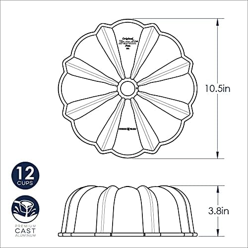 Nordic Ware 12-Cup Bundt Pan - Classic Toffee Finish for Perfectly Shaped Cakes
