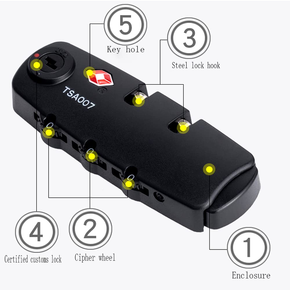 (2 Pieces) lizipai(Customs Locks) Combination Lock TSA Customs Lock Fixed Luggage Lock, Backpack Lock