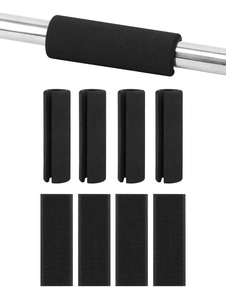4 Pcs Handle Grips Set,with Hook and Loop Straps Foam Tubing Grips Shock Absorption Foam Handles Covers Handle Covers for Fitness Home Lawn Bicycle Motorbike H-andlebar Replacement(Color:Black)