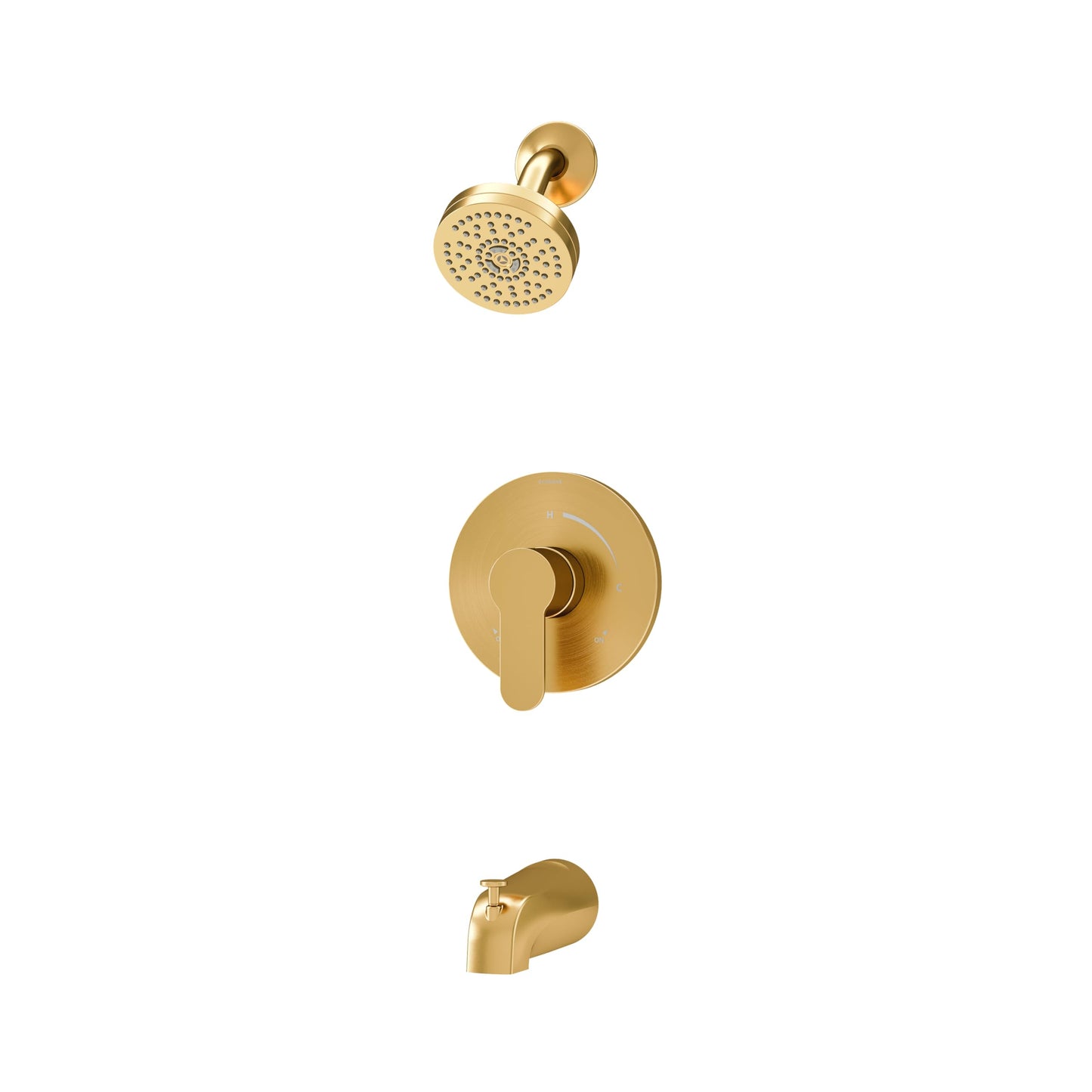 Symmons Identity HydroMersion Single Handle Tub and Shower Faucet Trim Kit with 4 Inch Round Showerhead, Shower Arm, Escutcheon, Handle, and Diverter Tub Spout - 2.0 GPM