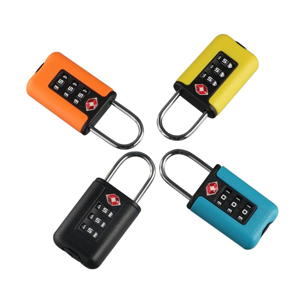 Vctitil 4pcs TSA Customs Code Lock 3-Digit Waterproof Anti-Theft Security Code Lock Convenient Suitcase Luggage Lock(Yellow/Blue/Black/Orange)