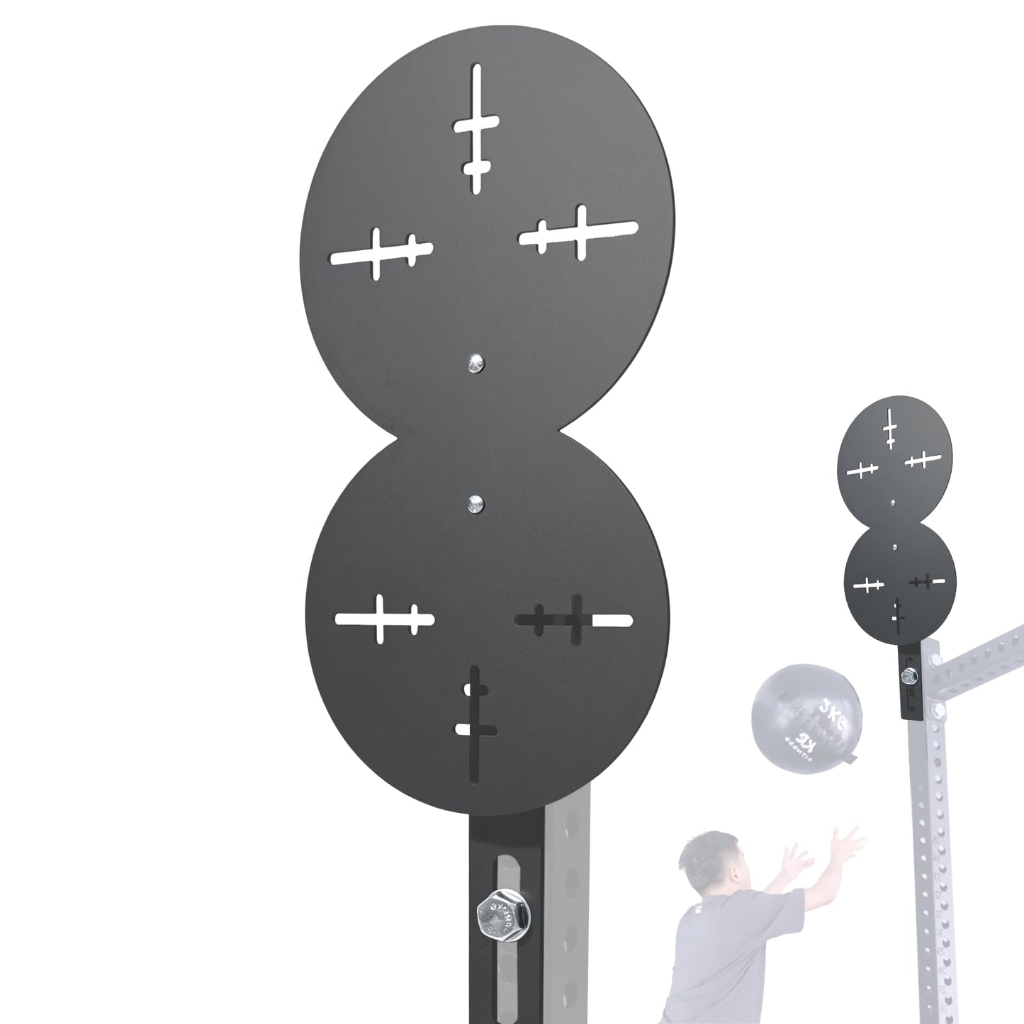 Wall Ball Target | Single & Double Heavy-Duty Plates for Wall Ball Training, Medicine Ball Target for Power Cage and Racks, Gym Fitness Enhance Strength and Explosive Power (0.7" / 18mm Aperture)