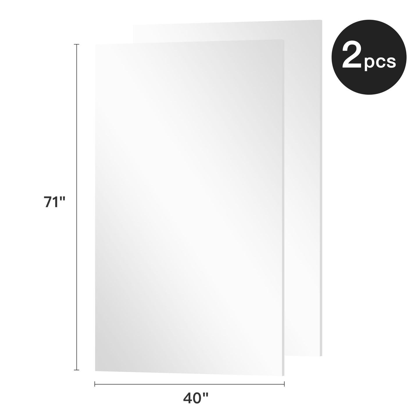 brisafe 71" x 80" (2pcs 71" x 40") Full-Length Wall Mirror – Ultra-Light, Shatterproof Nano Material, Easy Install – Gym, Dance Studio, Home & Yoga – 10 lbs/pc, Cuts Commercial Insurance Costs 60%
