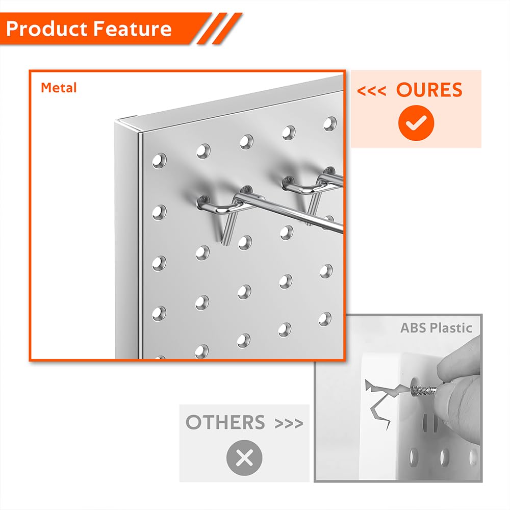 Ultrawall 4 Pcs Metal Pegboard Wall Panels, Peg Boards for Garage Tool Storage