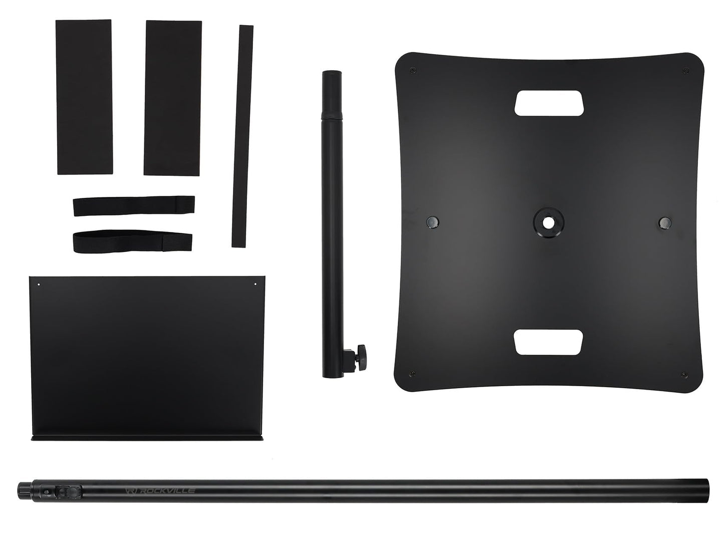 Rockville RLF2 10 Ft Multi-Purpose Speaker/Lighting/Projector Stand, Flat-Base, Air Cushion System, Tiltable Projector Tray, for DJs and Event Professionals