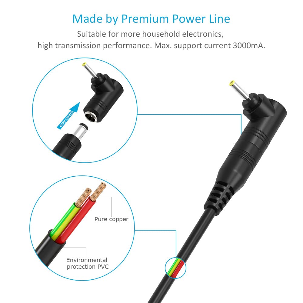 10-in-1 5V 5.52.1mm 5FT Belker Universal DC Power Cable,USB to DC Plug with Type-C, Micro USB, Mini USB and More