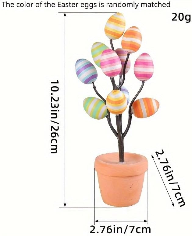 Skiennix Easter Egg Tree - 10 Colorful Striped DIY Plastic Egg Decorations & Pendants