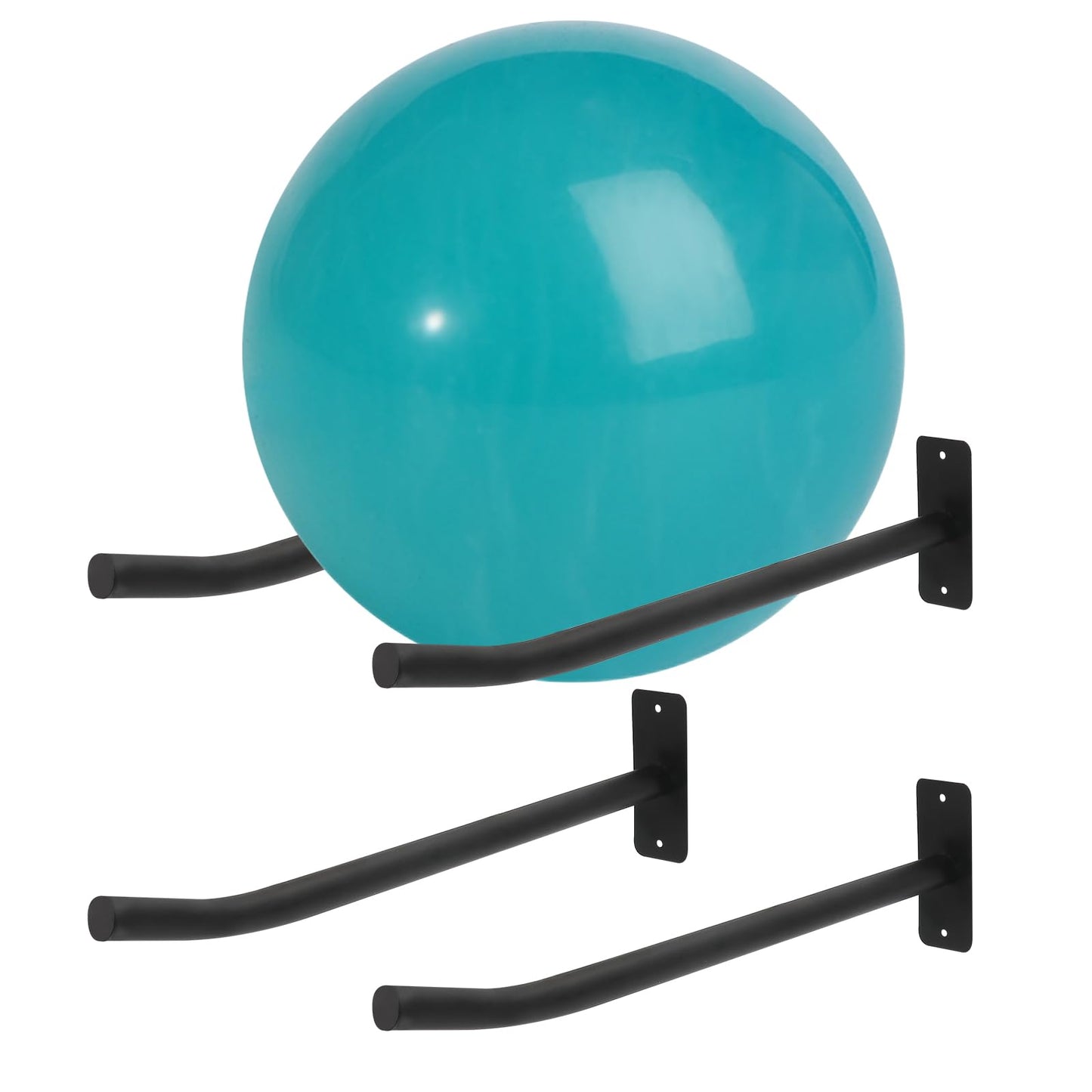 Medicine Ball Rack, 2 Pairs Yoga Ball Racks, Exercise Ball Wall Holder, Fitness Ball Wall Rack for Gym, Garage Ladder Wall Mount, Metal Storage Wall Rack for Basketballs, Volleyballs