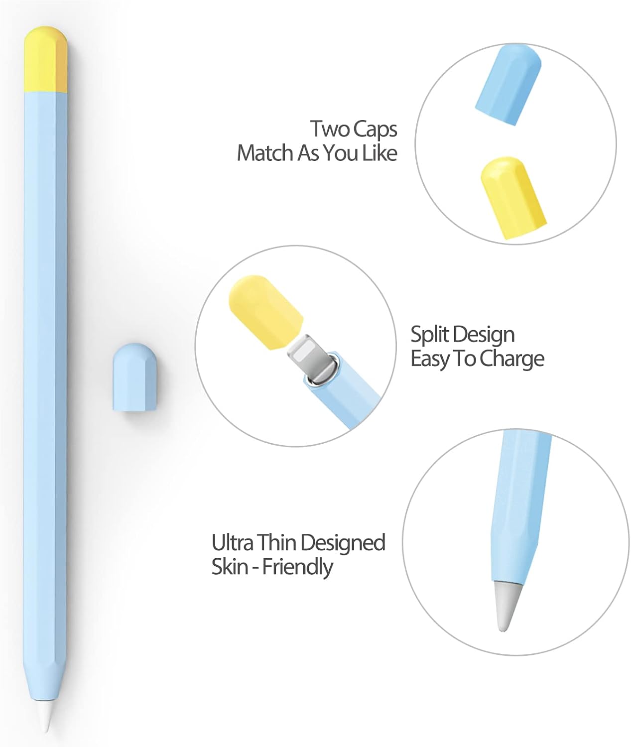 KELIFANG 1st 2 12.9/10.5/9.7 inch, Silicone Case Sleeve Cover Compatible Apple Pencil Generation, Protective Skin