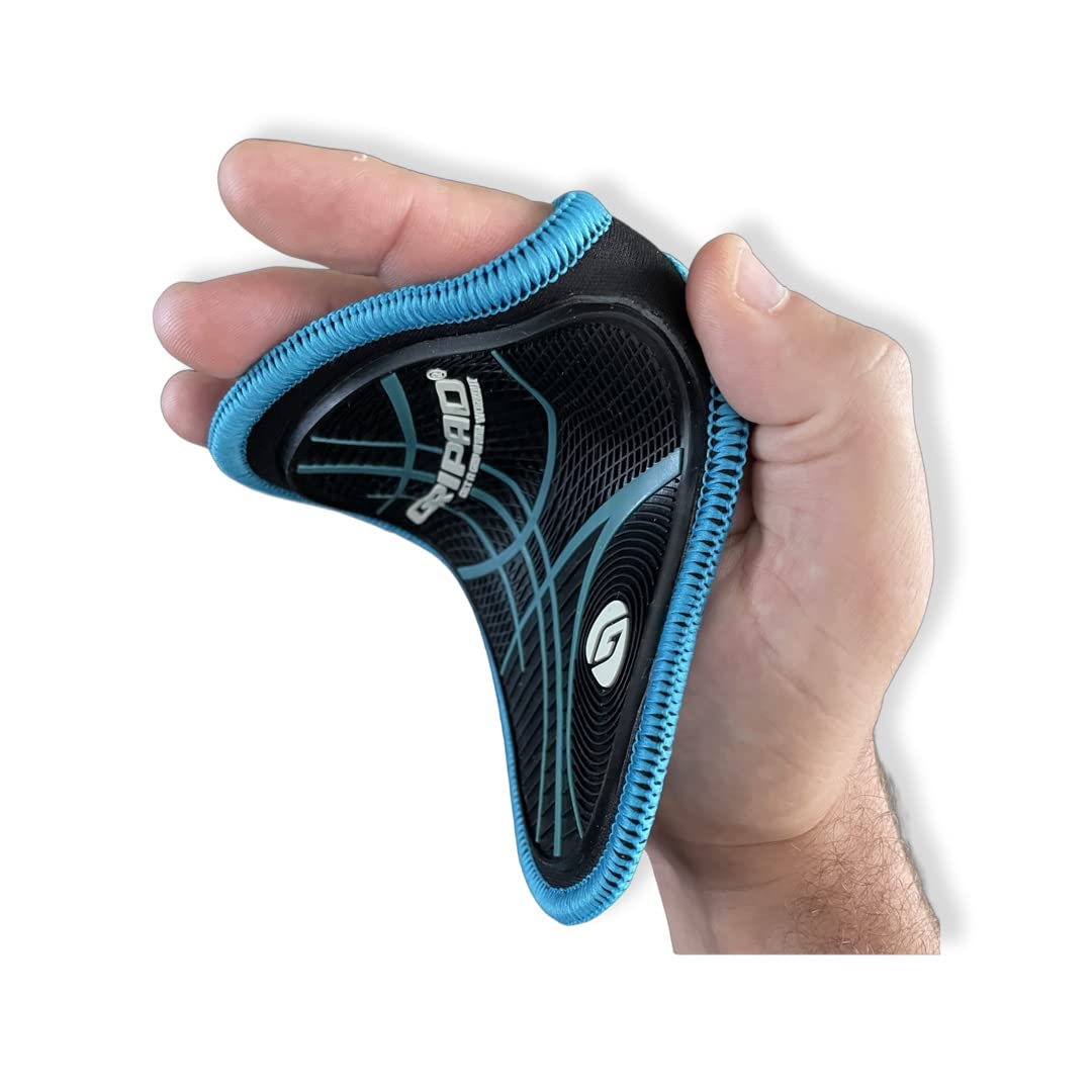 Gripad RX Lifting Grips (Black/Blue) | The Most Durable Grip Pads Yet | The Alternative to Weight Lifting Gloves, Gym Workouts, WOD, Weightlifting | Neoprene Padded Grips | Flexible Rubber Palm