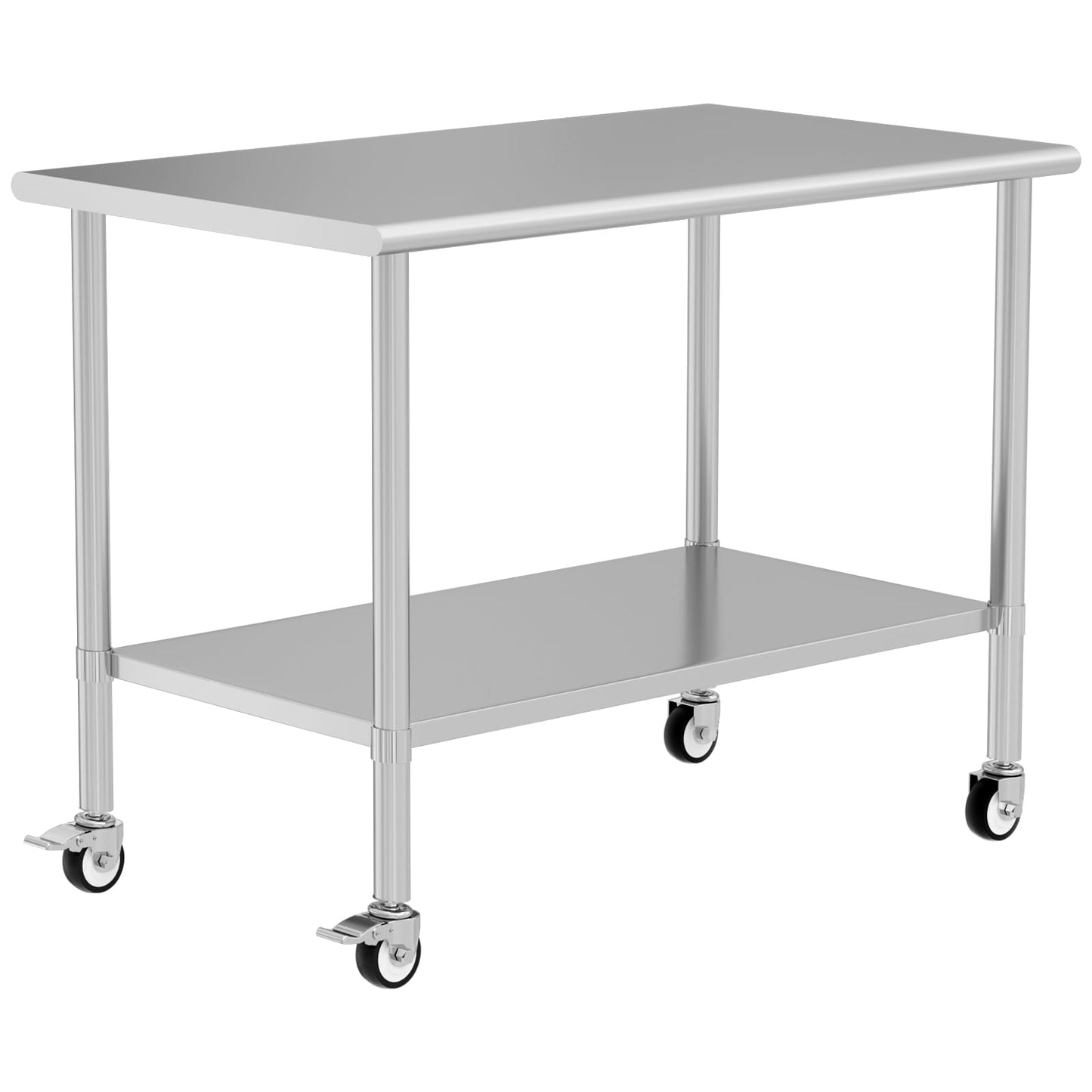 HOCCOT Stainless Steel Table with Wheels for Food Prep & Work 30" x 60" Utility Table with Adjustable Undershelf, Commercial Workstation in Kitchen, Garage, Home and Hotel