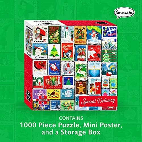 Re-Marks 1000-Piece Christmas Collage Puzzle - 26.75 x 19.25 Inches, Berry Design for All Ages