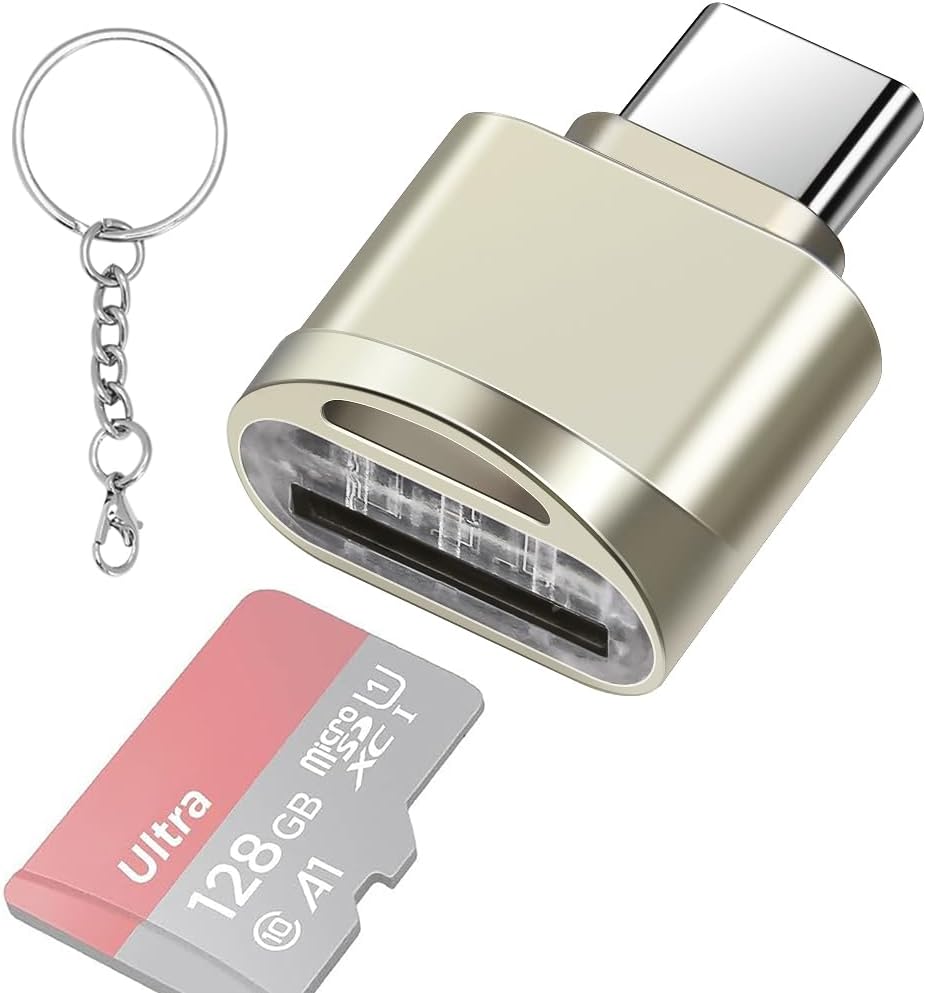leizhan Type C Micro SD/TF Card Reader with Keychain,USB C to Micro SD SDHC SDXC OTG Memory Reader, Type C Card Reader