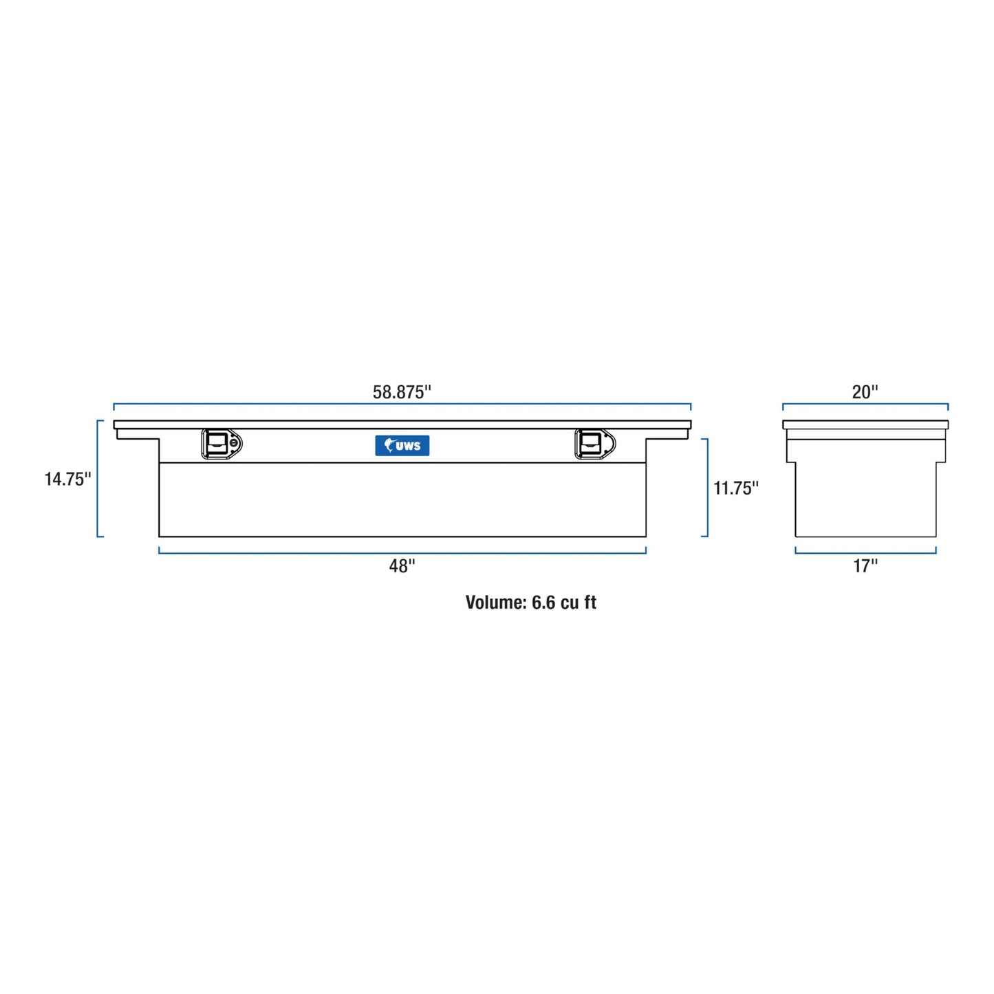 UWS EC10141 58-Inch Heavy-Wall Aluminum Truck Tool Box with Low Profile, RigidCore Lid