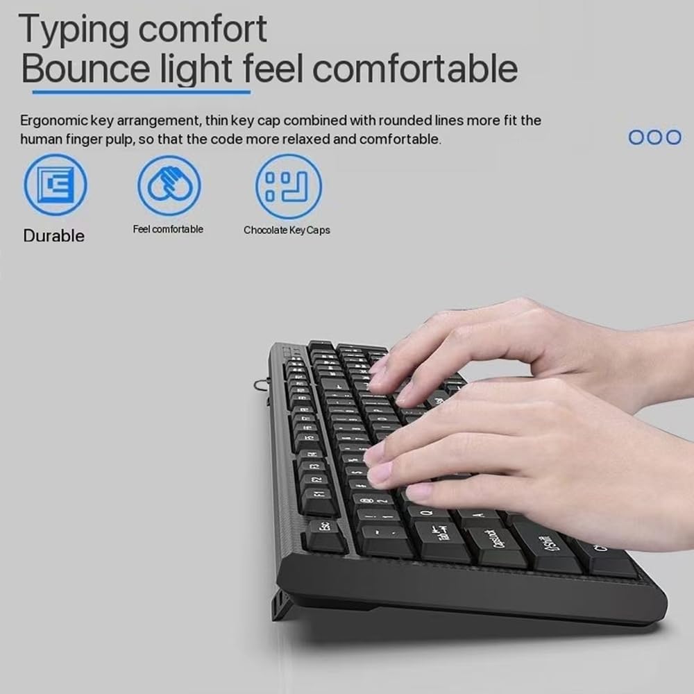 Yadojingcn 104 Wired Keyboard, Keys Wired Keyboard with Numeric Keypad, LED Indicators, Ergonomic, Comfortable Play