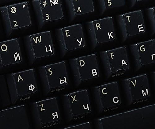 4Keyboard Russian Cyrillic Keyboard Decals with White Lettering ON Transparent Background for Desktop, Laptop