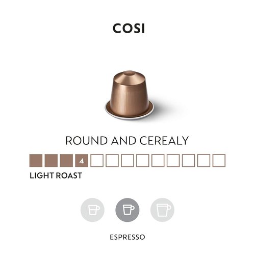 Nespresso Cosi Espresso Coffee Capsules - Mild Roast, 50 Count Pods for Perfect Brews