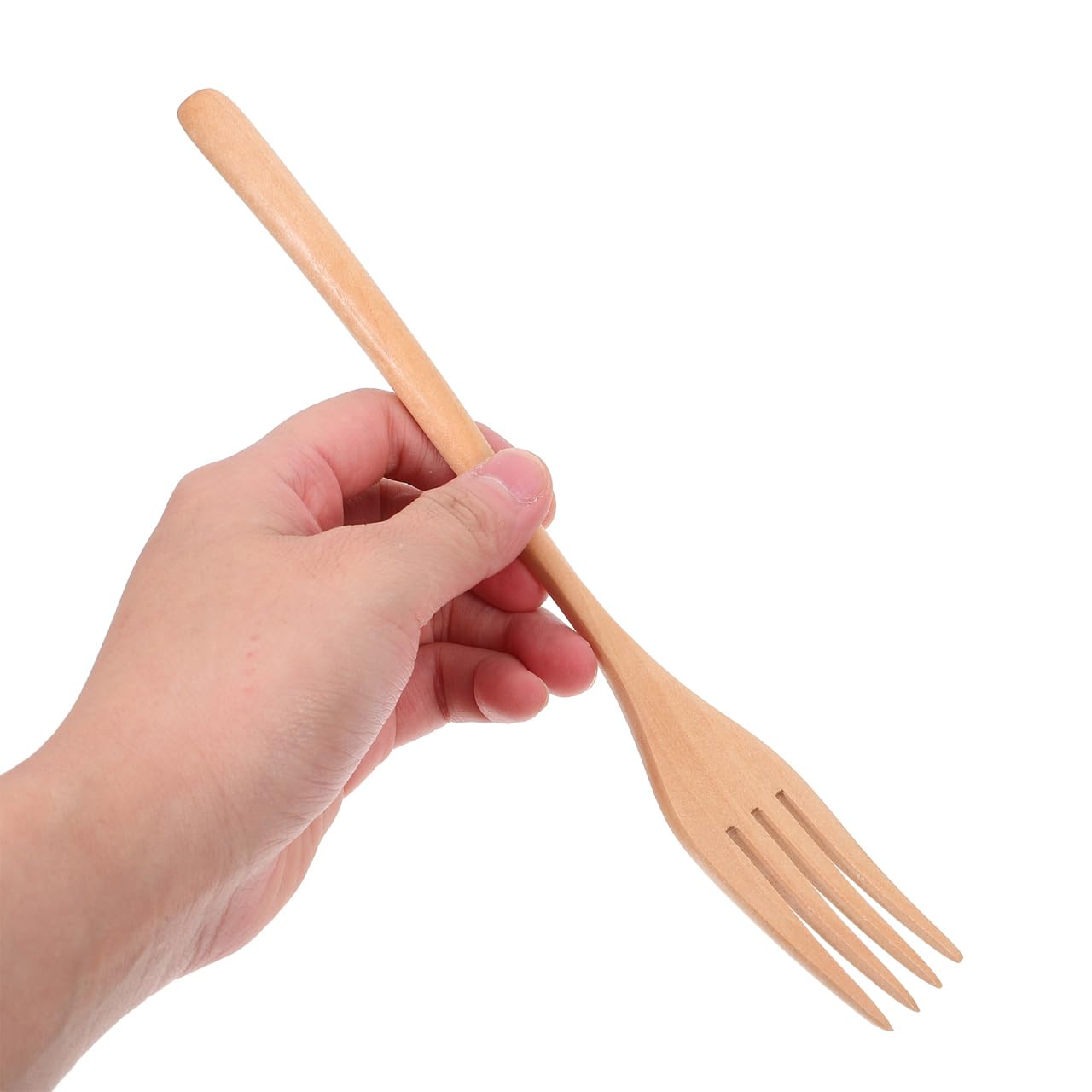 ROMISBABA Wooden Forks 22.5cm Wooden Cutlery for Eating Reusable Tasting Fork for Salad, Spaghetti, Grill, Fruit,Noodles Cooking Serving Utensil