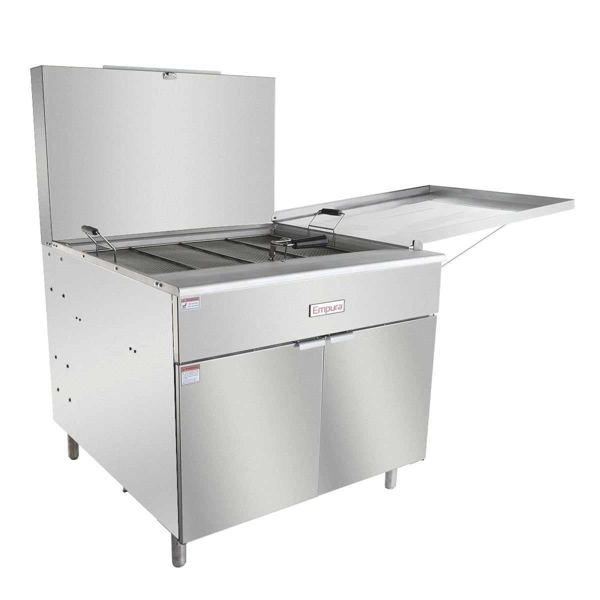 EMPURA 73" Liquid Propane Deep Donut Fryer | Commercial Doughnut Fryers with Reversible Drip Tray for Restaurant Concession Stand Cafe | 220 lb Oil Capacity, 73"W x 41.3"D x 58"H, Stainless Steel, NSF