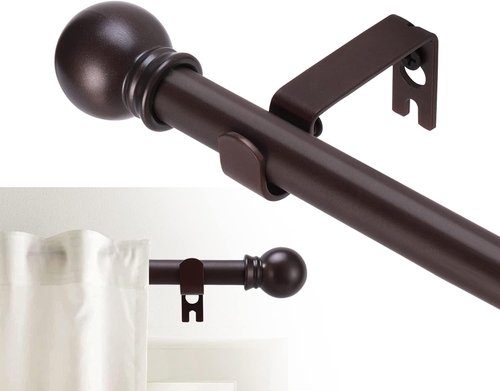 GXOACKJ Heavy-Duty Curtain Rods - Decorative Brown Metal Set for Windows 28-78 Inches