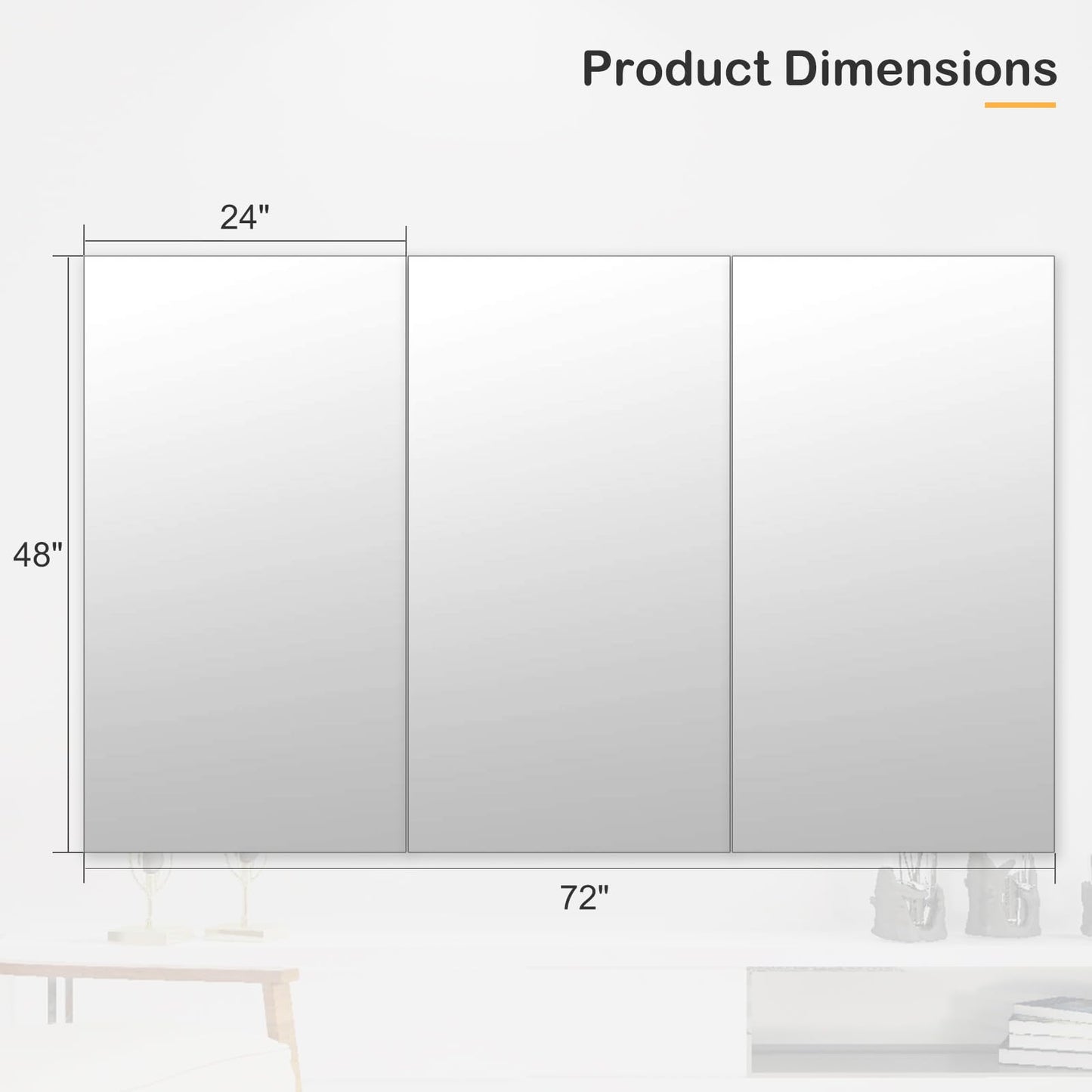 Honyee Home Gym Mirror, 48" x 24" x 3PCS, Wall Mounted Frameless Mirror with Polished Edge, Tempered Glass Mirror, Large Workout Mirror for Home Gym/Yoga Room/Dancing Room and More (48" x 24", 3PCS)