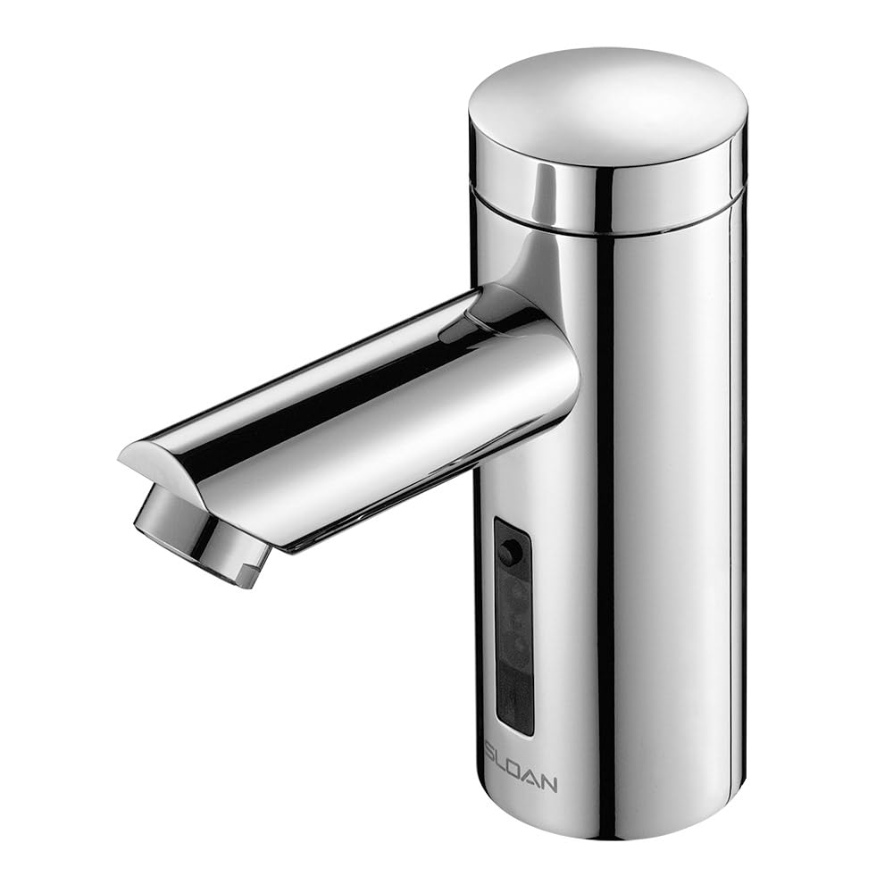Sloan Optima EAF-250 Sensor Activated Touch-Free Faucet, Commercial Grade w/Mounting Hardware - 0.35 GPM Battery-Powered Deck-Mounted Mid Body, Polished Chrome Finish, 3335155