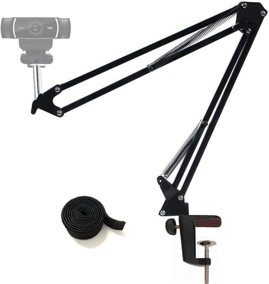 Etubby C920 C930 C922 C615, 1/4" Webcam Stand Desktop Adjustable Suspension Boom Scissor Arm Camera Clamp Webcam Mount