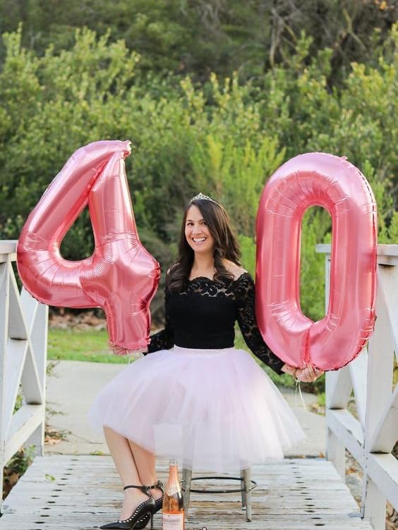 Number Balloons 40 Inch - Pearl Pink 24 Big Balloons for Happy Birthday & Wedding Party Decorations