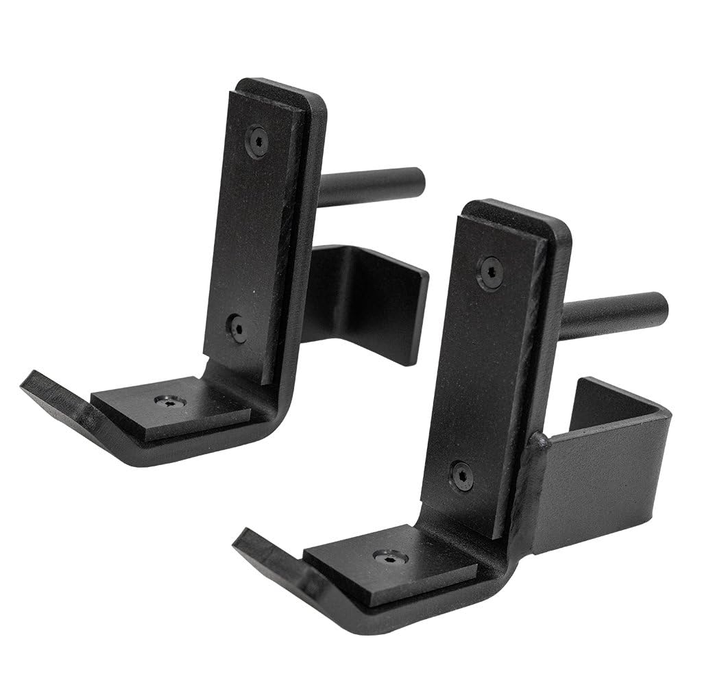 PRx Performance 2x3 J-Cup Pair, 5/8" Hole Squat Racks, 1,000lb Heavy Duty J-Hook, Black Powdercoated Steel & UHMW Protection for Barbell Knurling