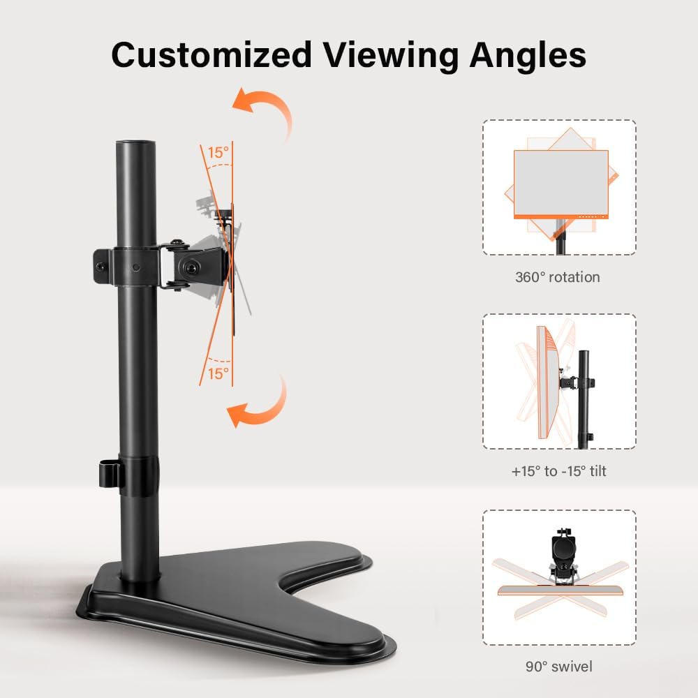13 inch 32 inch 75*75mm/100*100mm 17.6Lbs KKTONER Single Computer Monitor Stand Metal Base Free Standing Desk Vesa